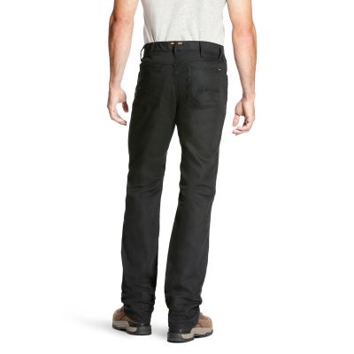 Ariat Work: Rebar M4 Low Rise DuraStretch Canvas 5 Pocket Boot Cut Pantalones Hombre - Negras (EDBRZ